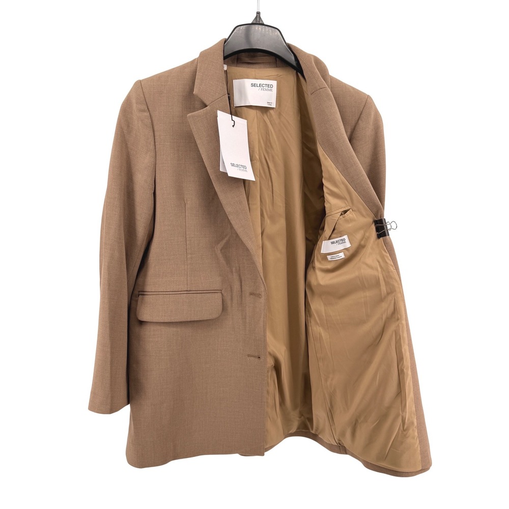 NEW Selected Femme SLFRITA Relaxed Blazer Womens 36/Small Blazer Camel Melange